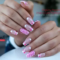 Najmodniejsze paznokcie french kolorowy w kropki. Uroczy manicure hybrydowy, który doda Ci stylu.