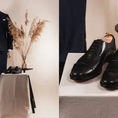 Elegancki czarny garnitur i klasyczne czarne oksfordy. Idealne połączenie, by zadać sobie pytanie: jakie buty do czarnego garnituru pasują najlepiej?
