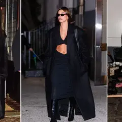 Trzy kobiety w czarnych, eleganckich stylizacjach, każda z nich to uosobienie stylu mob wife.