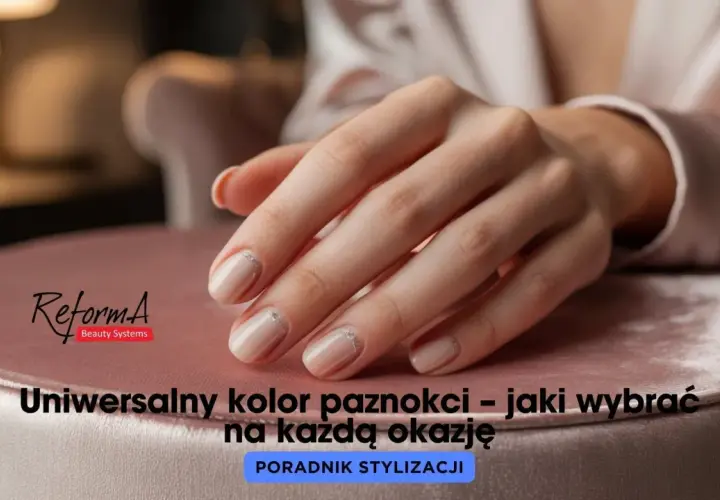 Delikatny, beżowy lakier do paznokci z subtelnym zdobieniem. Idealny wybór, jaki lakier do paznokci na każdą okazję.