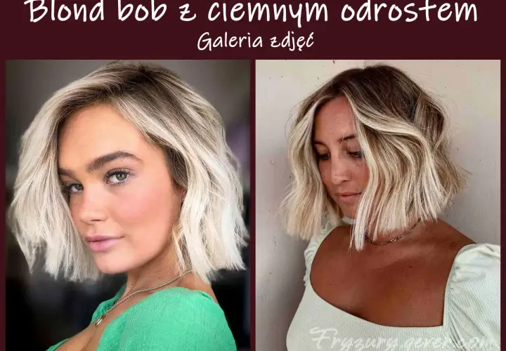 Dwie kobiety z modnym blond bobem i naturalnym odrostem, tworzącym subtelny kontrast.
