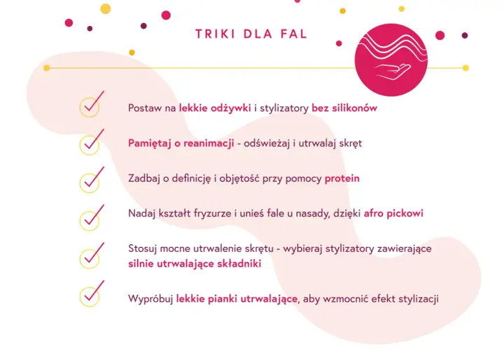 Porady dla fal: lekkie odżywki, proteinowe stylizacje, afro pick i pianki utrwalające dla pięknych, kręconych włosów.
