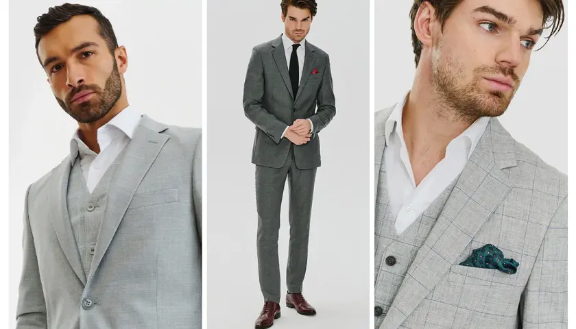Eleganckie szare garnitury męskie. Zobacz, jakie buty do szarego garnituru pasują najlepiej, by stworzyć stylowy look.