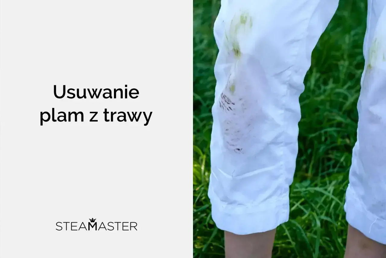 Białe spodnie z zielonymi plamami od trawy. Dowiedz się, czym sprać trawę i przywrócić ubraniom nieskazitelny wygląd.