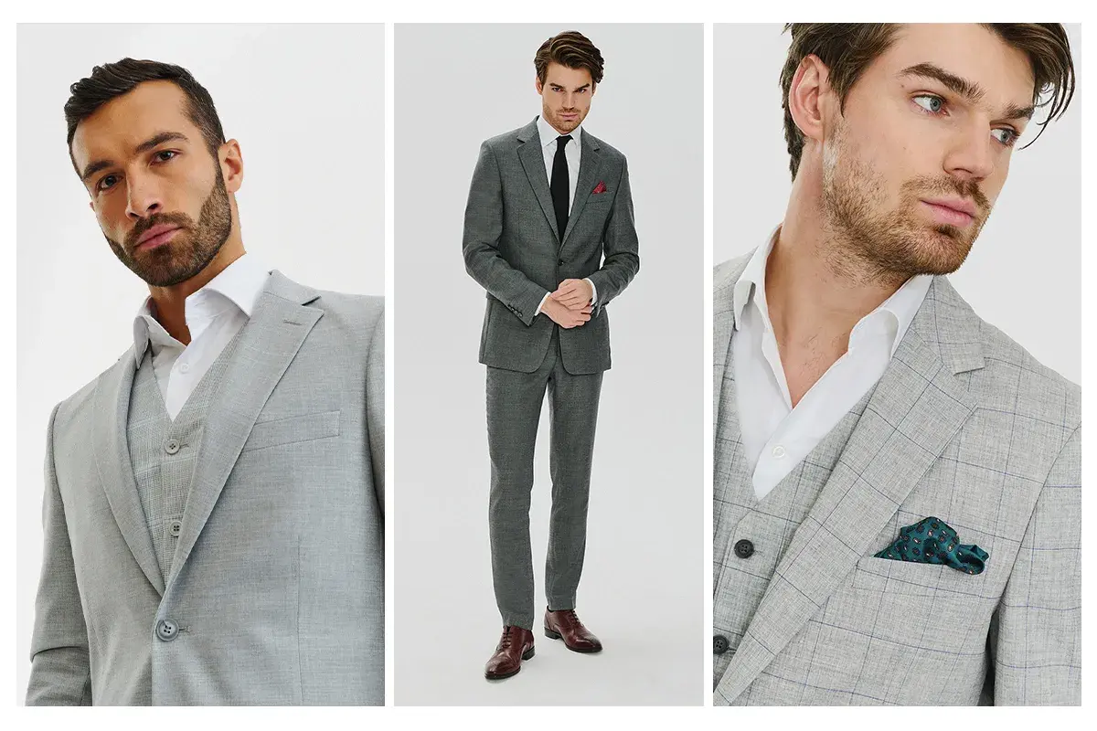Eleganckie szare garnitury męskie. Zobacz, jakie buty do szarego garnituru pasują najlepiej, by stworzyć stylowy look.
