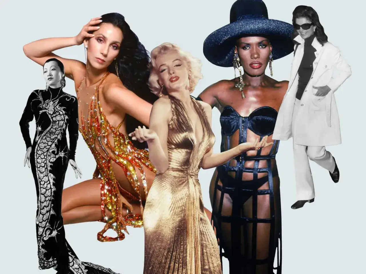 Ikony mody: Anna May Wong, Cher, Marilyn Monroe, Grace Jones i Jacqueline Kennedy w stylizacjach, które zapisały się w historii.