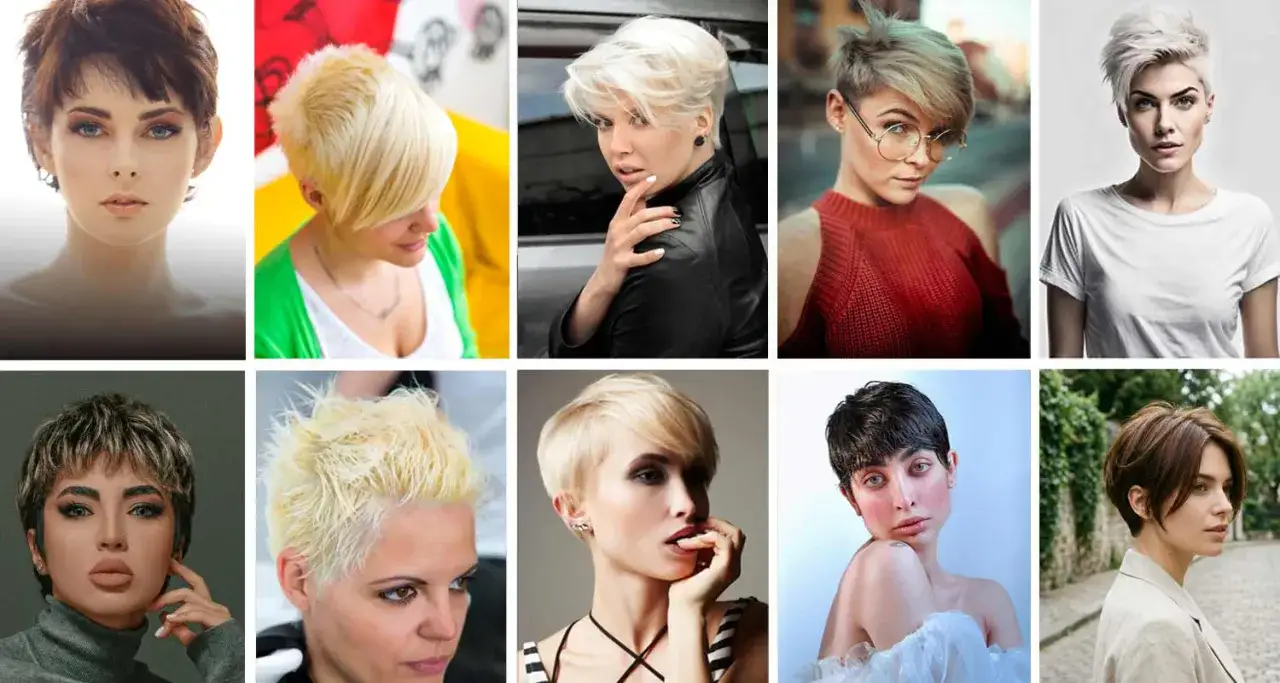 Kobiety prezentują różne wersje modnej fryzury bixie cut: od krótkich, wycieniowanych po dłuższe, asymetryczne.